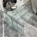 ست میز عسلی سه تکه شیشه ای خم مدل کیمیا