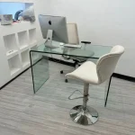 میز اداری و تحریر شیشه ای خم مدل صدف