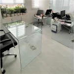 میز اداری و تحریر شیشه ای خم مدل صدف