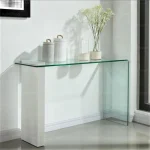 میز کنسول شیشه ای یک طرف خم مدل هیبرید طرح تینا