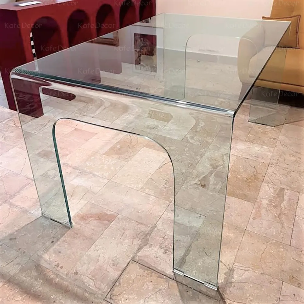 میز-کنفرانس-و-ناهارخوری-چهار-پایه-شیشه-ای-خم-مدل-یوتا
